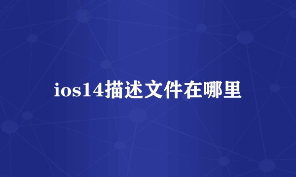 ios14描述文件在哪里