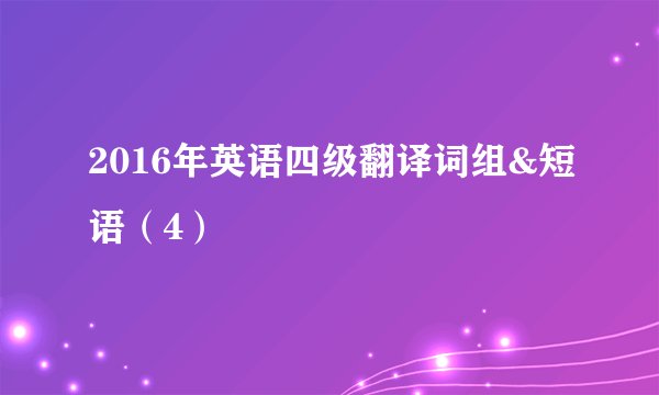 2016年英语四级翻译词组&短语（4）