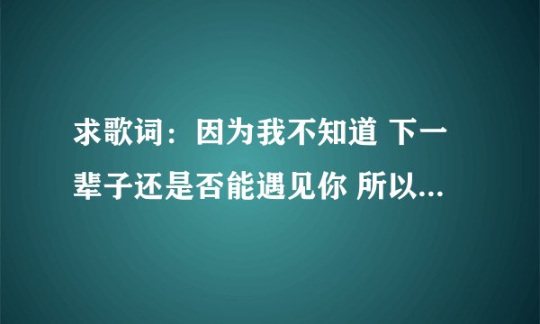 求歌词：因为我不知道 下一辈子还是否能遇见你 所以我今生才会 那麽努力 把最好的给你!请问出自哪里？