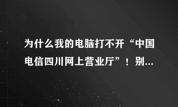 为什么我的电脑打不开“中国电信四川网上营业厅”！别人的电脑都能打开！