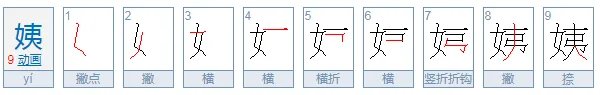 姨字的笔顺笔画顺序