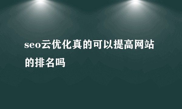 seo云优化真的可以提高网站的排名吗