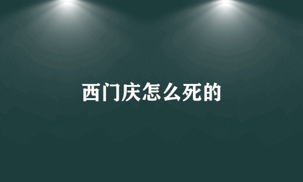 西门庆怎么死的