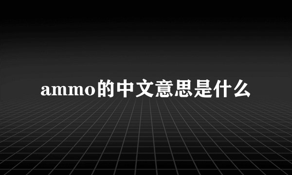 ammo的中文意思是什么