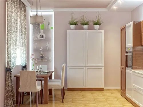 餐厅酒柜隔断装修效果图 巧用酒柜分隔120㎡三室两厅