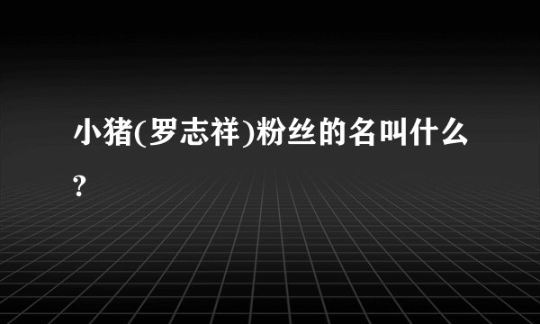 小猪(罗志祥)粉丝的名叫什么?