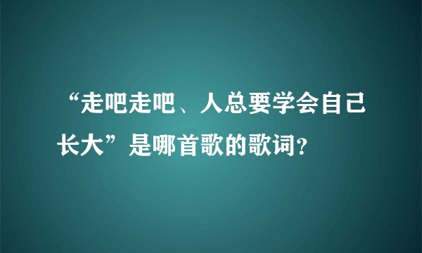 “走吧走吧、人总要学会自己长大”是哪首歌的歌词？