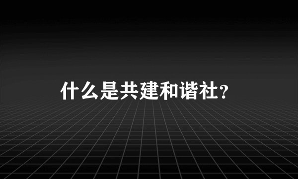 什么是共建和谐社？