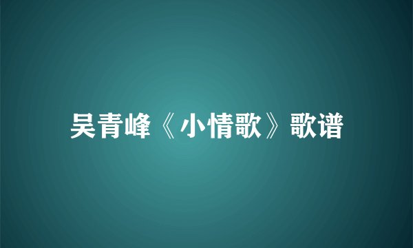 吴青峰《小情歌》歌谱