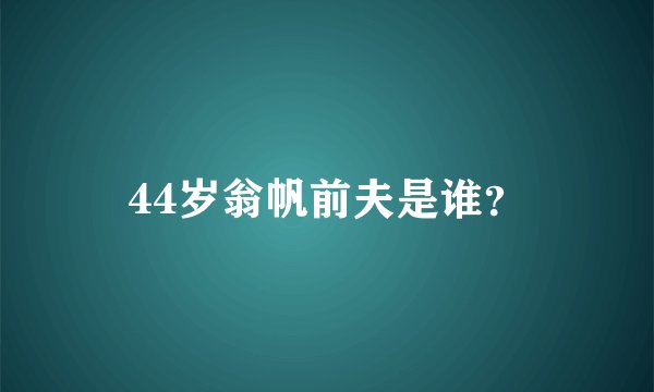 44岁翁帆前夫是谁？