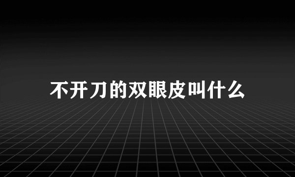 不开刀的双眼皮叫什么