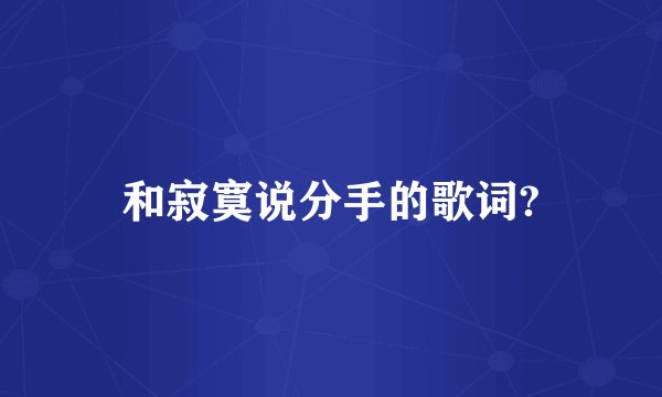 和寂寞说分手的歌词?