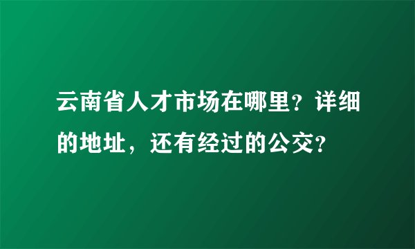 云南省人才市场在哪里？详细的地址，还有经过的公交？