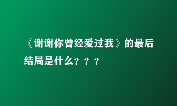 《谢谢你曾经爱过我》的最后结局是什么？？？