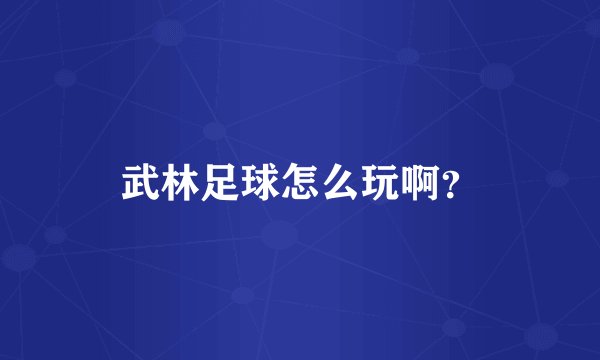 武林足球怎么玩啊？