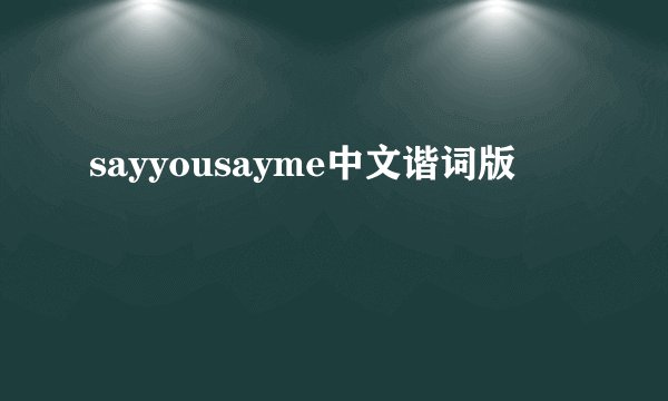 sayyousayme中文谐词版