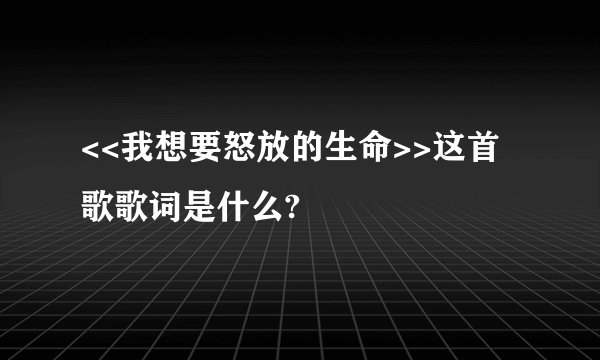 <<我想要怒放的生命>>这首歌歌词是什么?
