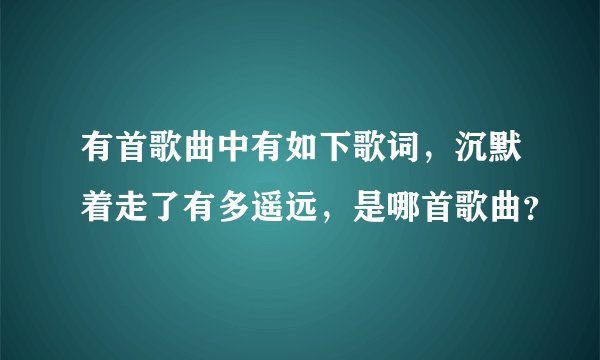 有首歌曲中有如下歌词，沉默着走了有多遥远，是哪首歌曲？
