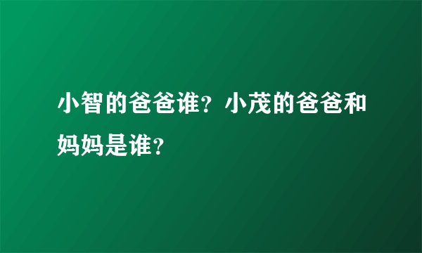 小智的爸爸谁？小茂的爸爸和妈妈是谁？