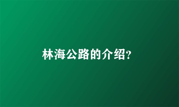 林海公路的介绍？