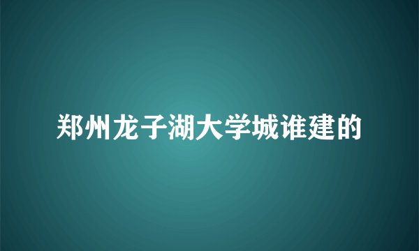 郑州龙子湖大学城谁建的