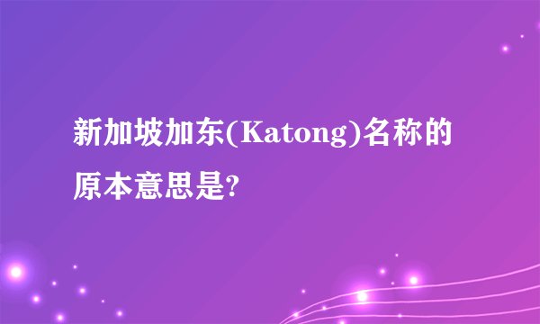 新加坡加东(Katong)名称的原本意思是?