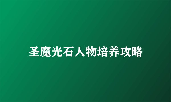 圣魔光石人物培养攻略