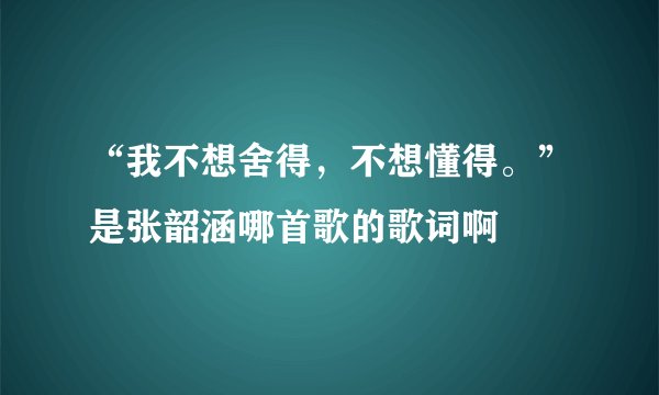 “我不想舍得，不想懂得。”是张韶涵哪首歌的歌词啊