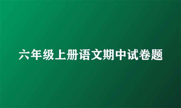 六年级上册语文期中试卷题