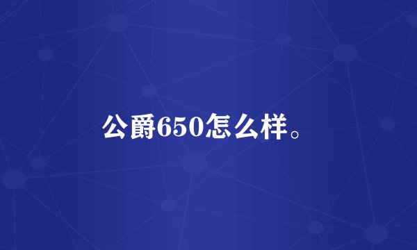 公爵650怎么样。