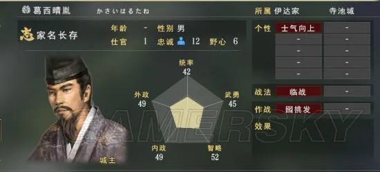 《信长之野望大志》东北地区武将数据资料