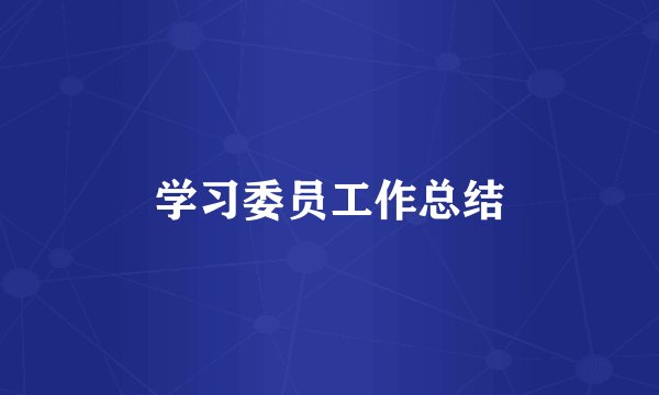 学习委员工作总结