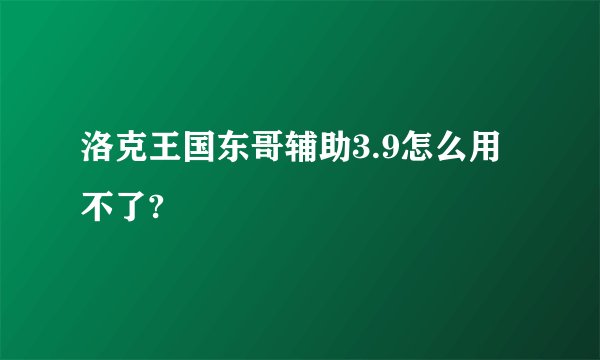 洛克王国东哥辅助3.9怎么用不了?