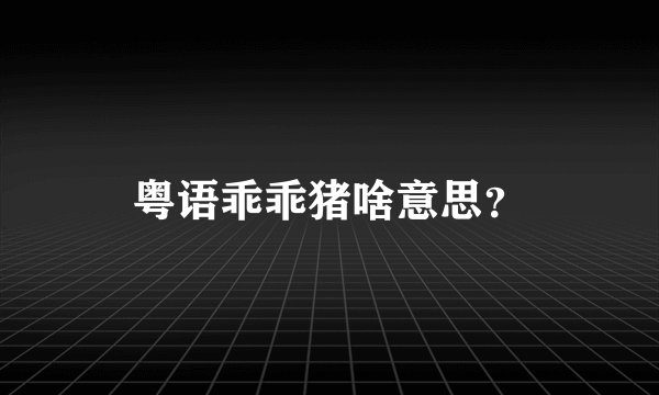 粤语乖乖猪啥意思？
