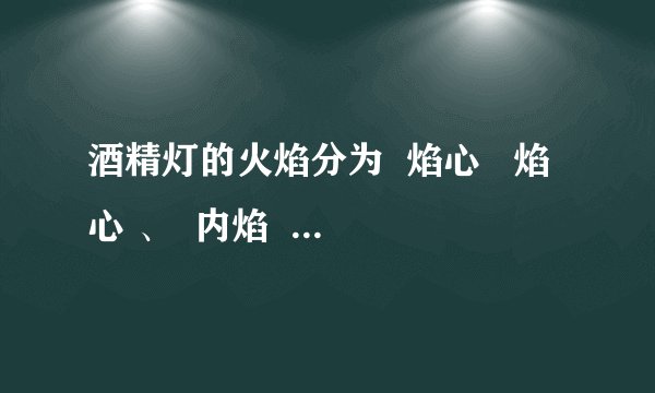酒精灯的火焰分为  焰心   焰心 、  内焰   内焰 、  外焰   外焰 三部分．给物体加热一般应该用火焰的  外焰   外焰 部分去加热．酒精灯熄灭时，必须用  灯帽   灯帽 盖灭，不能用嘴吹．万一酒精洒出，应立即  用湿布扑盖   用湿布扑盖 ．