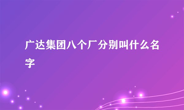 广达集团八个厂分别叫什么名字