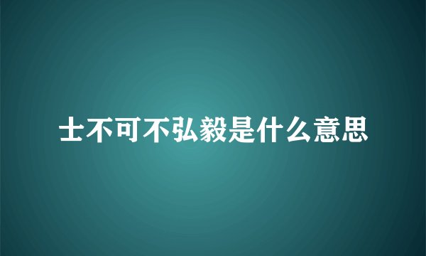 士不可不弘毅是什么意思