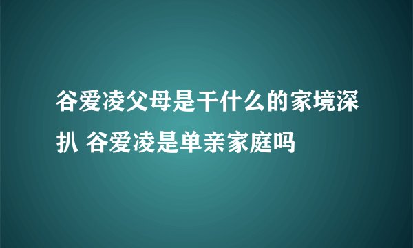 谷爱凌父母是干什么的家境深扒 谷爱凌是单亲家庭吗