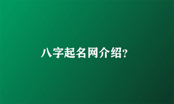 八字起名网介绍？