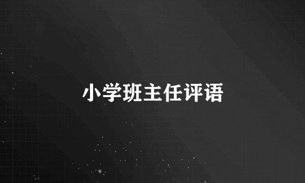 小学班主任评语