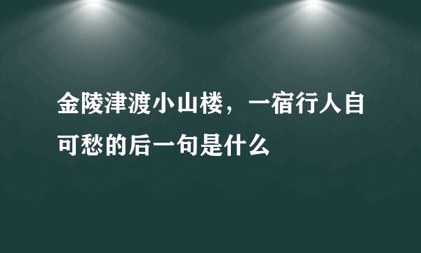 金陵津渡小山楼，一宿行人自可愁的后一句是什么