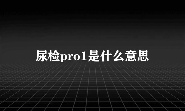 尿检pro1是什么意思