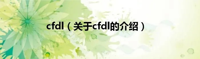 cfdl（关于cfdl的介绍）