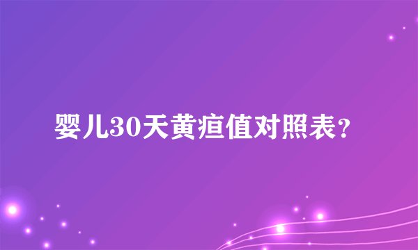 婴儿30天黄疸值对照表？