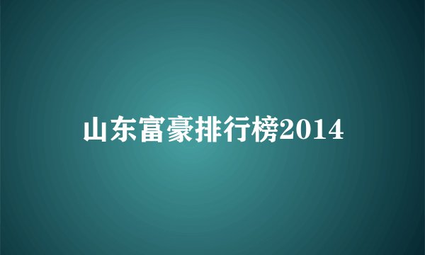 山东富豪排行榜2014
