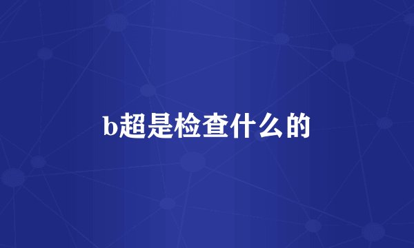 b超是检查什么的