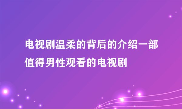 电视剧温柔的背后的介绍一部值得男性观看的电视剧