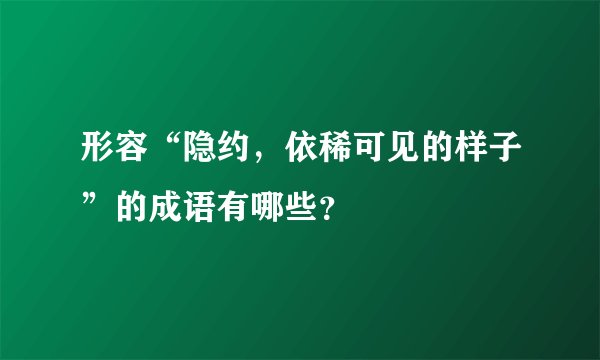 形容“隐约，依稀可见的样子”的成语有哪些？