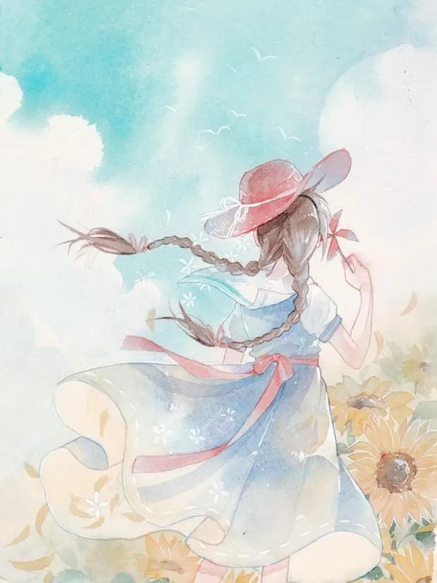 有没有唯美好看的女生背影插画图片?