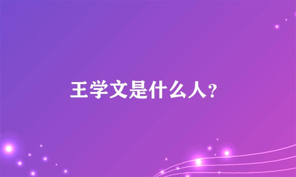 王学文是什么人？
